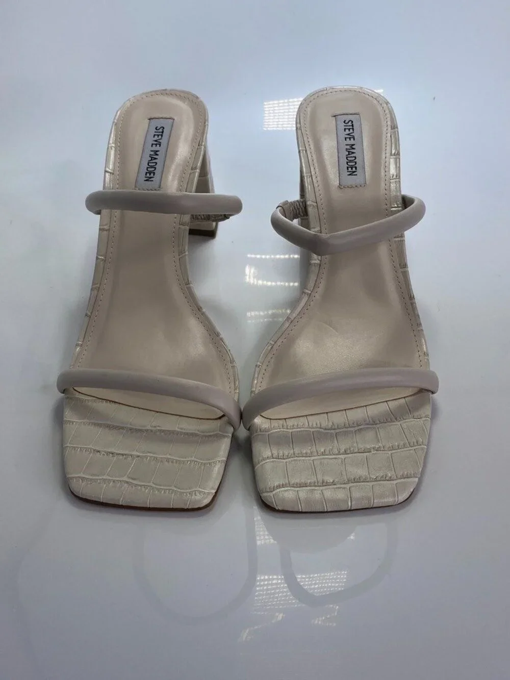 Steve Madden Women's Lilah Double Band White Croc Sandals Sz 10